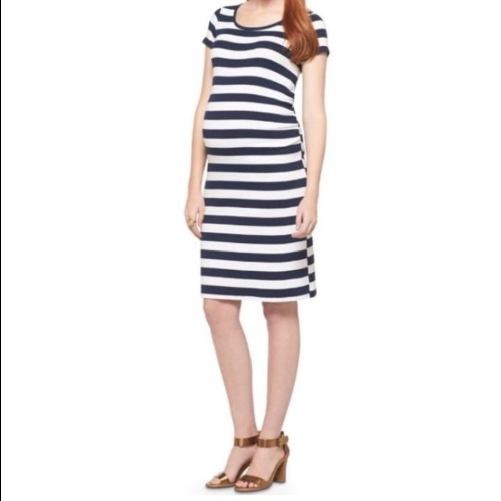 Liz Lange Maternity Navy and White Stripe Dress XS
